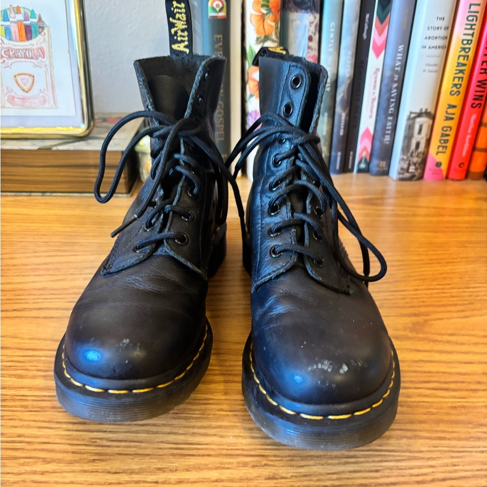 Black Leather Lace-Up Boots